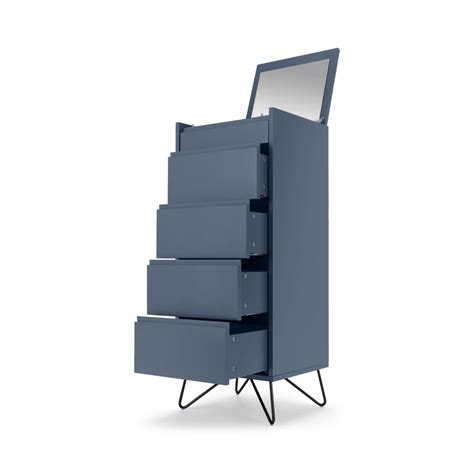 Elona Vanity Chest Of Drawers Slate Blue And Black • Sofas Etc