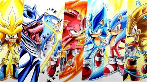 Drawing Sonic Super Forms And Transformations Compilation 3 Youtube