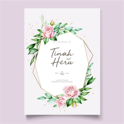 Elegant Floral Wedding Card Design Free Vector