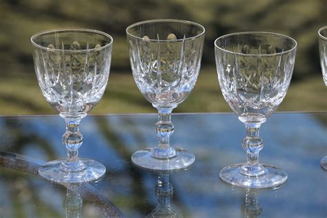 4 Vintage Etched Crystal Wine Glasses Royal Brierley Crystal 1970s Vintage Water Goblets