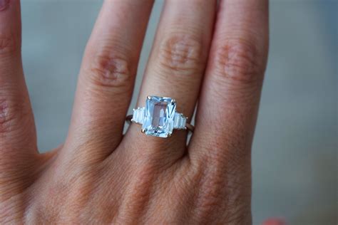 Ice Blue Sapphire Diamond Minimalist Engagement Ring In White Gold