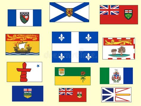 All Flags Of The Canada Regions Stock Illustration Illustration Of
