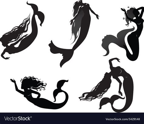 Mermaid Silhouettes Royalty Free Vector Image Vectorstock