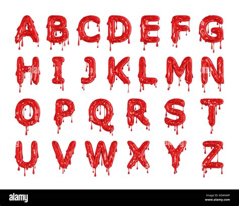 Red Dripping Blood Halloween Alphabet Letters 3d Rendering Stock Photo