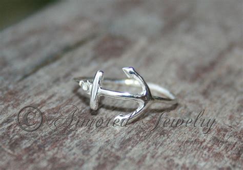 Anchor Ring Sterling Silver Ring Beach Living Navy Jewelry Etsy