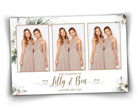 Wedding Photobooth Template 2x6 Strip With Floral Blush Etsy