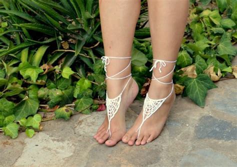 crochet barefoot sandals spiderweb inspired white crochet sandals sexy women anklet yoga foot