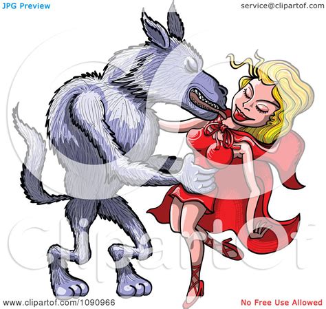 Clipart The Big Bad Wolf Taking Red Riding Hood Into His Arms And Kissing Her Royalty Free