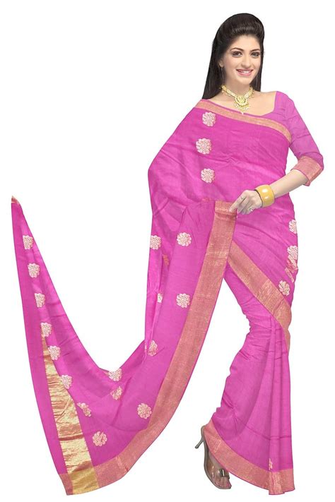 Saree Fashion Silk Dress Woman Model Clothing Indian Cotton Sari Pink Pikist