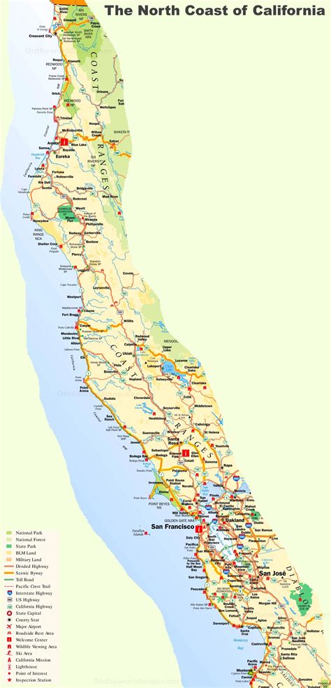 Northern California Coastline Map