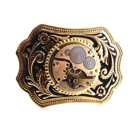 Steampunk Mens Belt Buckle Gold Tone Vintage Brass 1900s