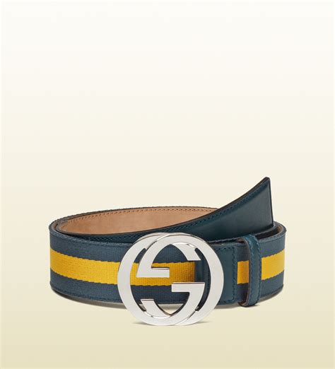 Gucci Belt With Interlocking G Buckle In Blue For Men Lyst