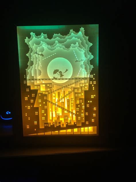 3D Paper Cut Light Box Template Digital SVG Files Kid and Cat | Etsy