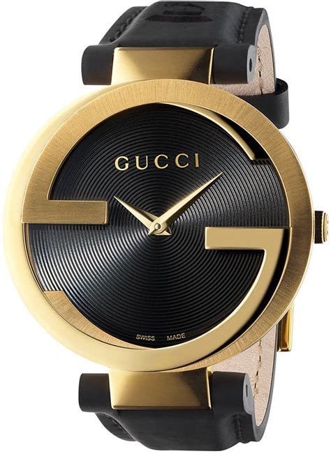 Gucci Unisex Swiss Interlocking Black Leather Strap Watch 37mm Ya133312