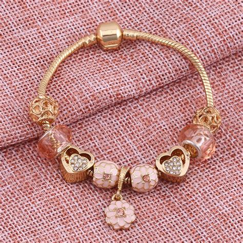 Rose Gold Charm Bracelet Pandora Bracelet Rose Gold New Famous Brand