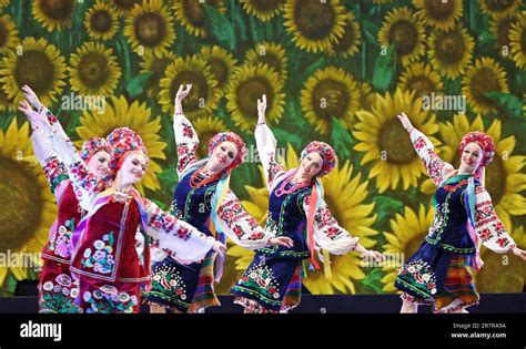 members of the ukrainian national folk dance troupe perform at japan special ceramic industry