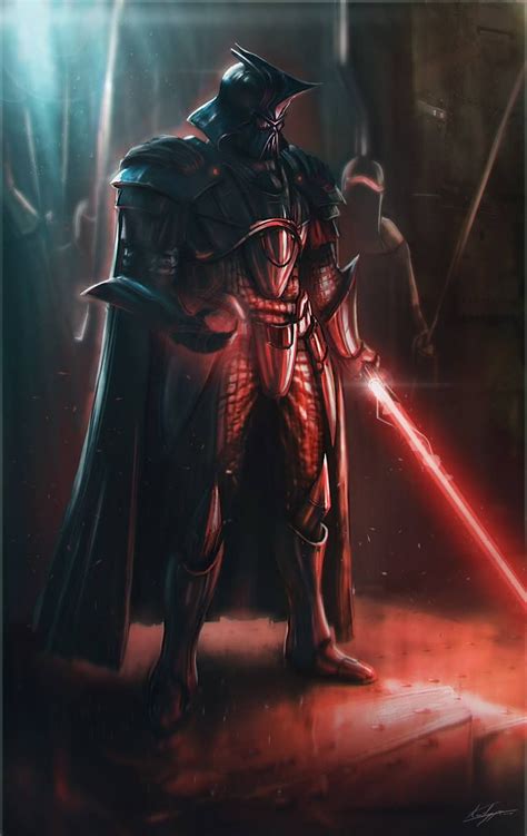 A Star Wars Fan Art Painting Of Darth Vader With Lightsaben On