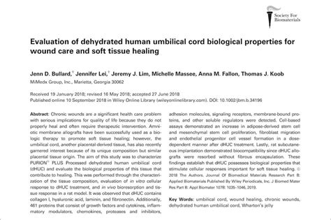 Dehydrated Human Umbilical Cord Biological Properties For Wound Care