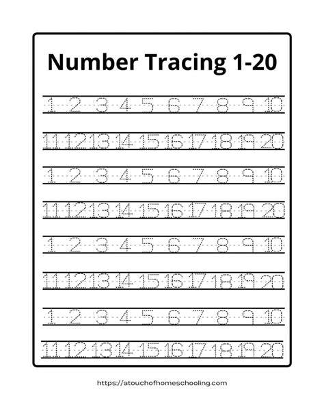 Practice Free Printable Tracing Numbers 1 20 Worksheets Pdf