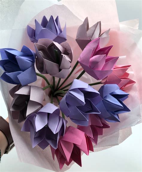 Bouquet Of Bright Origami Flowers Mothers Day T Etsy