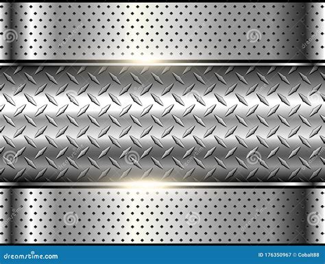 Diamond Plate Background Realistic Metal Texture Industrial