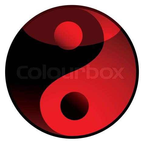 Red And Black Ying Yang Logo With Light Reflection Stock Vector