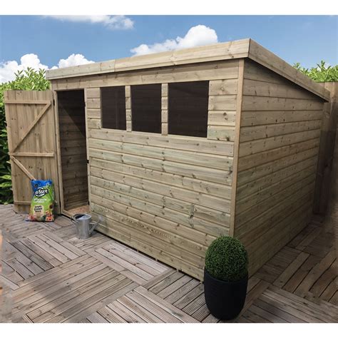 10 X 8 Pressure Treated Tongue And Groove Pent Shed With 3 Windows And