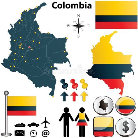 Colombia Mapa Detallado Del Indicador Silueta Detallada Marca De