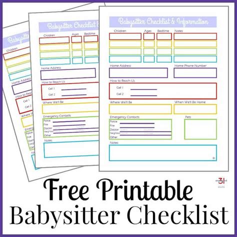 Babysitting Checklist Printable Free