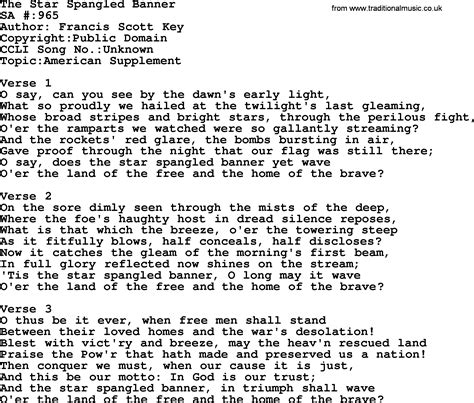 Salvation Army Hymnal Song The Star Spangled Banner With Lyrics And Pdf