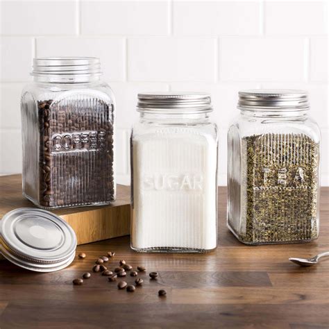 Popular bath popular home project 62 room essentials saturday knight ltd. KSP Vintage Glass Canister with Lid - Set of 3 | Kitchen ...