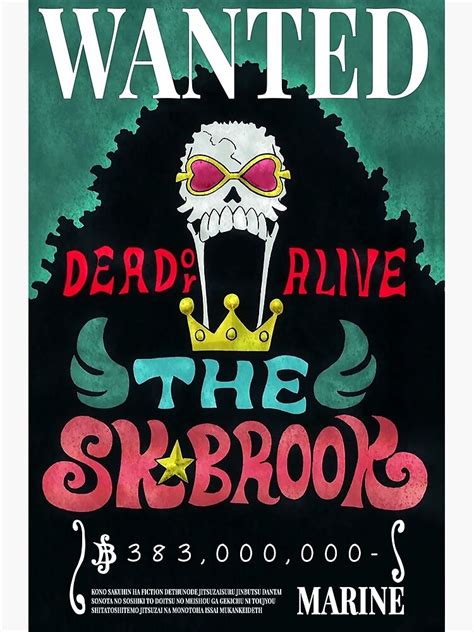 Brook Wanted Poster Post Wano Updated Bounty Poster Premium Matte Vertical Poster Sold By