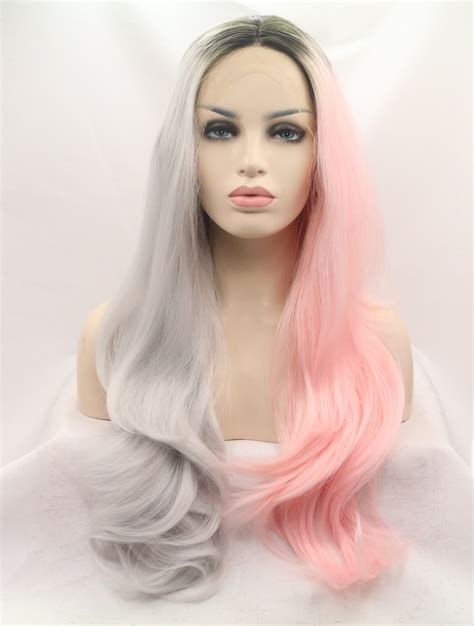 Lace Front Colorful Wigs Long Ombre2 Tone Layered 28 Lace Front Wavy