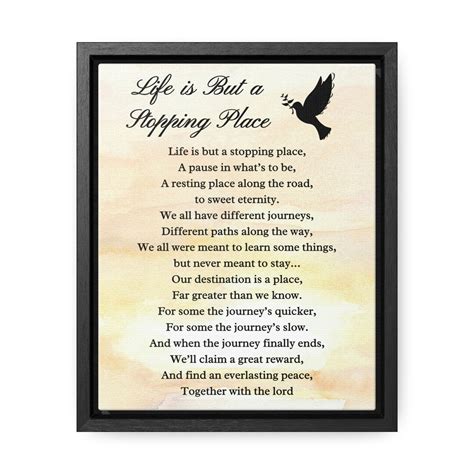 Custom Memorial Poem Canvas Wrap Life Is But A Stopping Place Sympathy