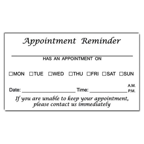 Appointment Reminder Cards Template
