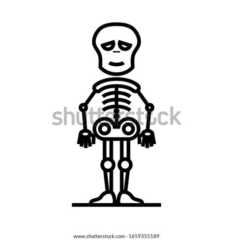 Horror Skeleton Line Icon Concept Sign Stock Vector Royalty Free