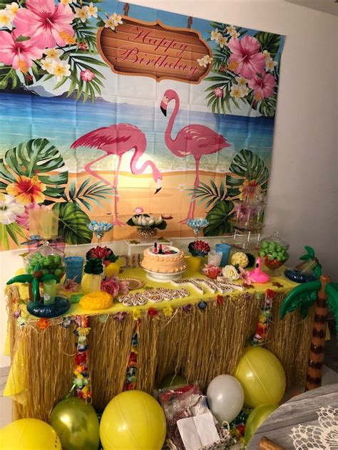 Allenjoy 7x5ft Lets Flamingle Flamingo Hawaiian Birthday Party Banner