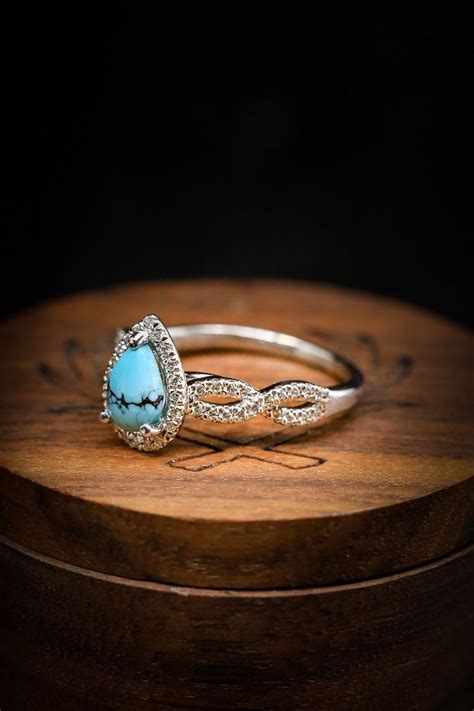 Staghead Designs Women S Pear Shaped Turquoise Engagement Ring With
