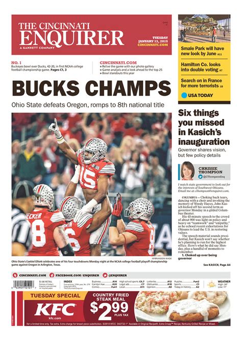 Ohio And Oregon Newspaper Front Pages On Ohio States National