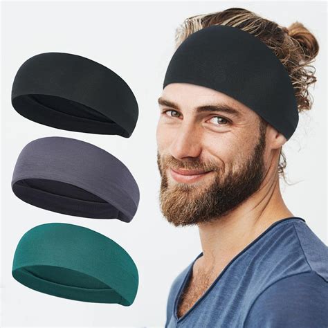 Solid Color Wide Sports Headband Manbands For Long Hair Man