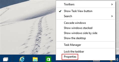 Open Taskbar And Start Menu Properties In Windows 10