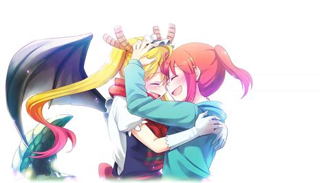 Desktop Wallpaper Kobayashi And Tohru Anime Girls Hug