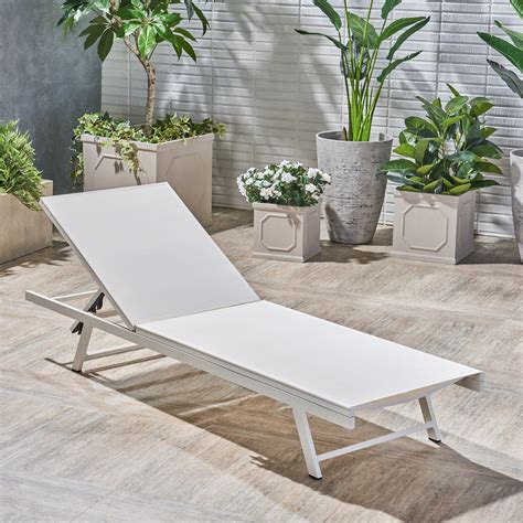 Noble House Tristian Aluminum Outdoor Chaise Lounge White