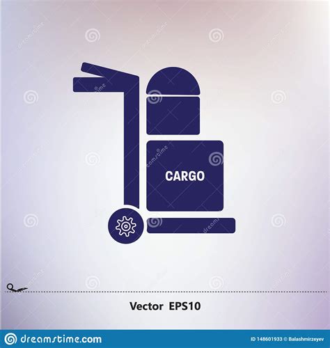 Blue Cargo Luggage Icon In Grey Font Stock Vector Illustration Of