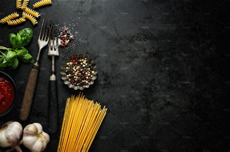Italian Food Background With Ingredi Featuring Gastronomy Dark