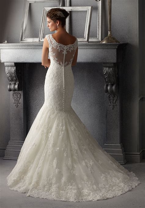 Photoed in white, can also be made in another color. Delicate Beading on Alencon Lace Wedding Dress | Style ...