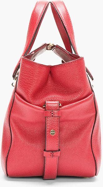 Chloé Red Pebbled Leather Bridget Shoulder Bag In Red Lyst