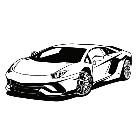 Super Car Outline Black And White Vector Design 13593198 Vector Art At
