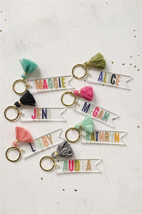 Personalized Name Keychain Custom Name Tag Colorful Tassel Etsy