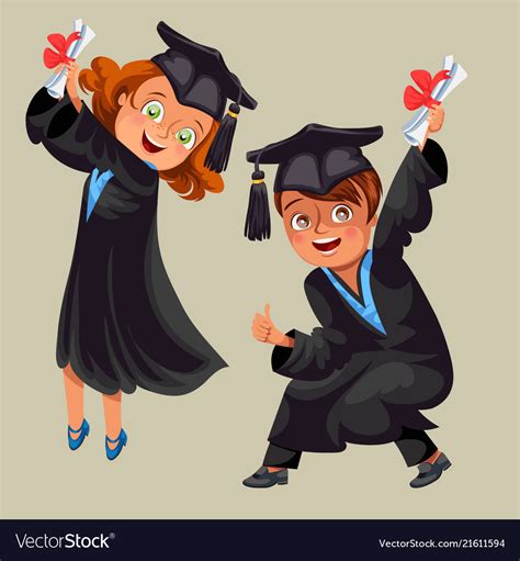 College Students Poster With Happy Graduates Of Vector Image